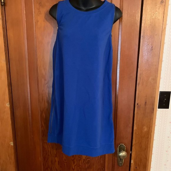 Sundays Two Blue Double Side Zipper Sweatshirt Mini Dress or Long Tunic - Picture 12 of 13